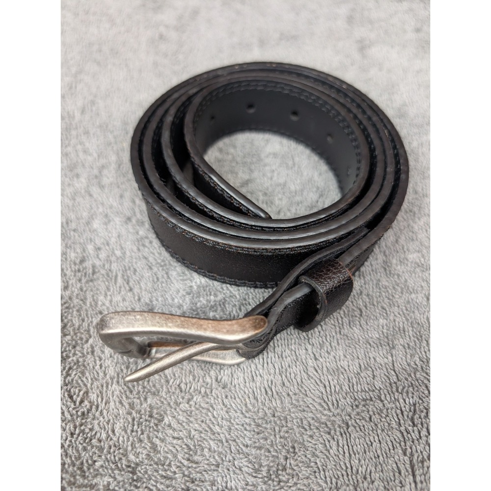 Levis Black Dark Brown‎ Leather Belt silver Buckle Size XL 42-44